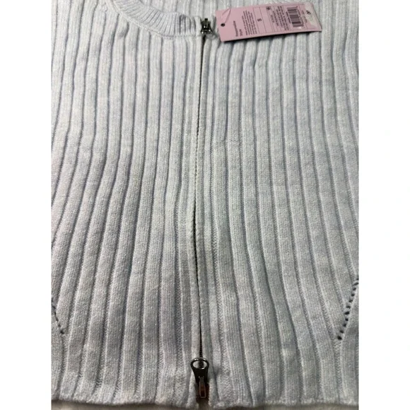 Wild Fable Womens Light Blue Ribbed Zip Up Cropped Sweater Long Sleeve Size S - Picture 8 of 10
